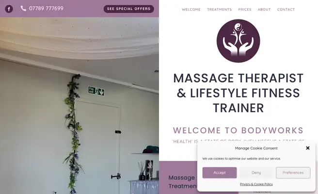 Bodyworks Studio, Massage Therapist & Personal Trainer, provides Deep & Soft full body & Sports Maintenance Treatments.